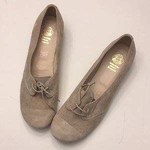Suede lace up ballerina shoes